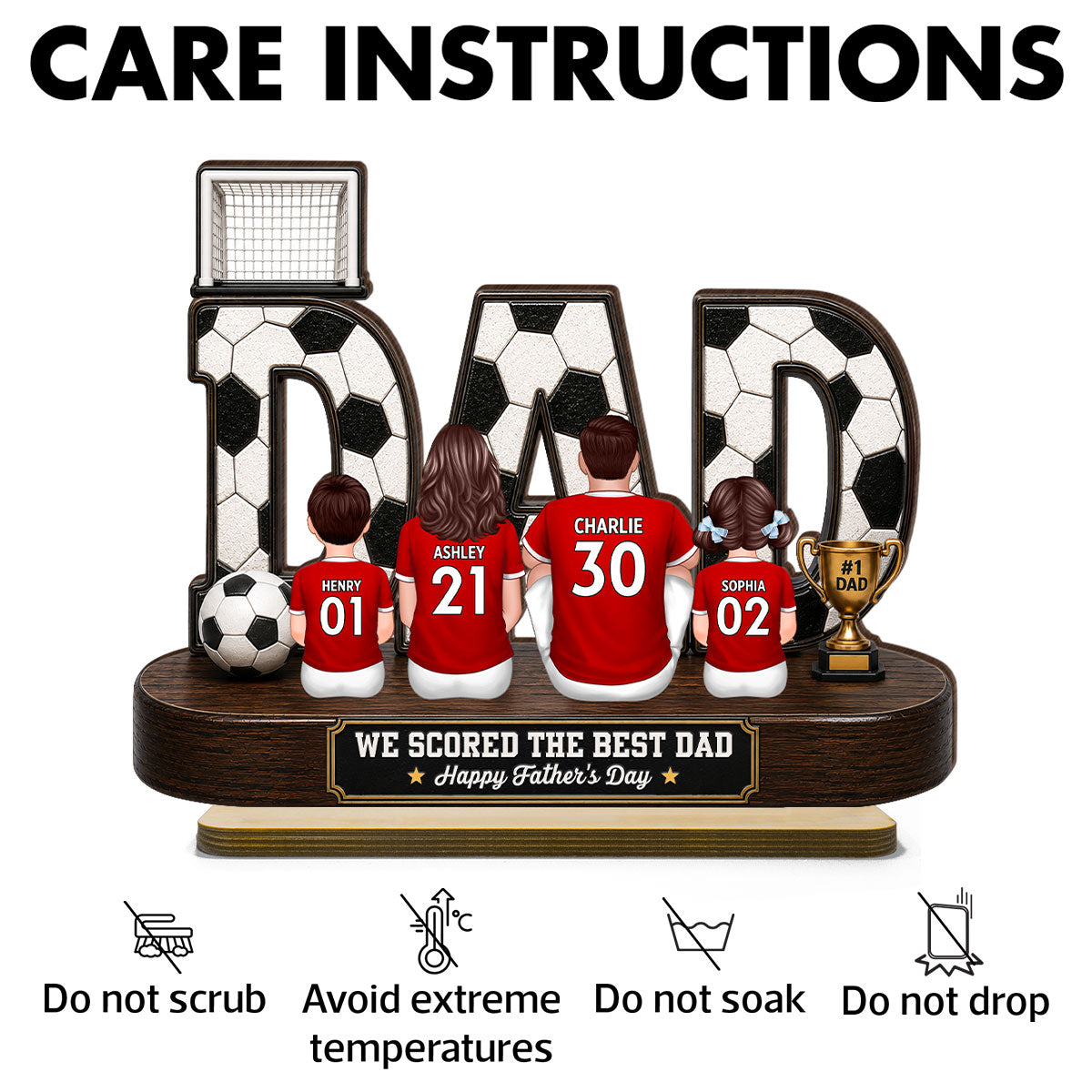 Soccer Family Legend We Scored The Best Dad - Personalized 2-Layered Wooden Plaque - Gift For Dad, Husband, Soccer Lovers