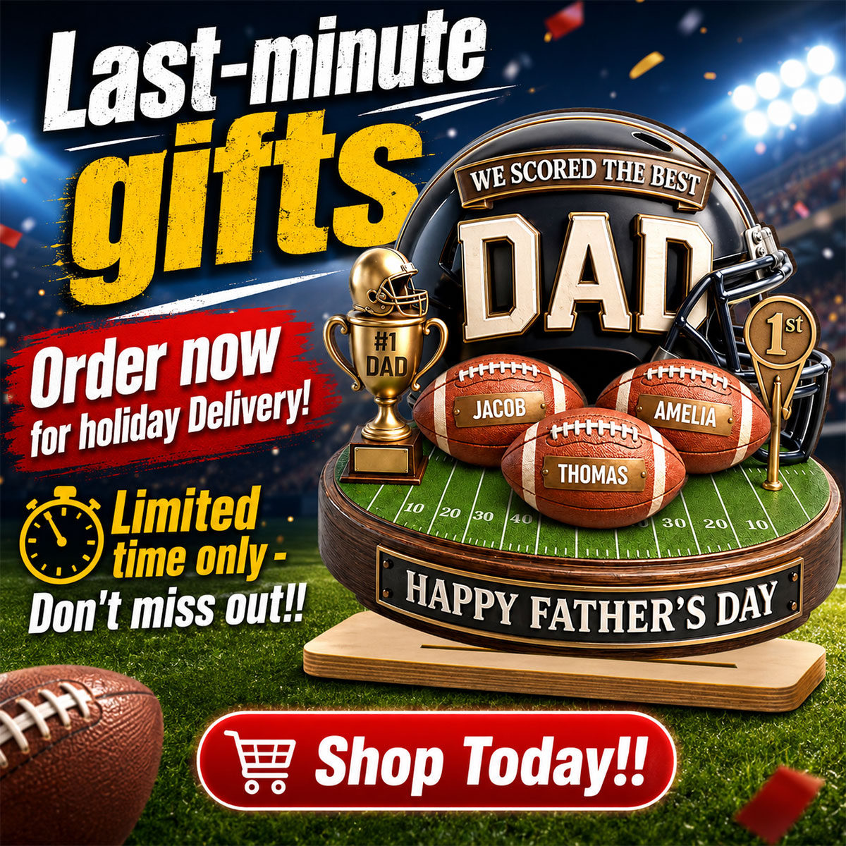 We Scored The Best Dad American Football Trophy - Personalized 2-Layered Wooden Plaque - Heartfelt Gift For Football Dad, Gift For Husband