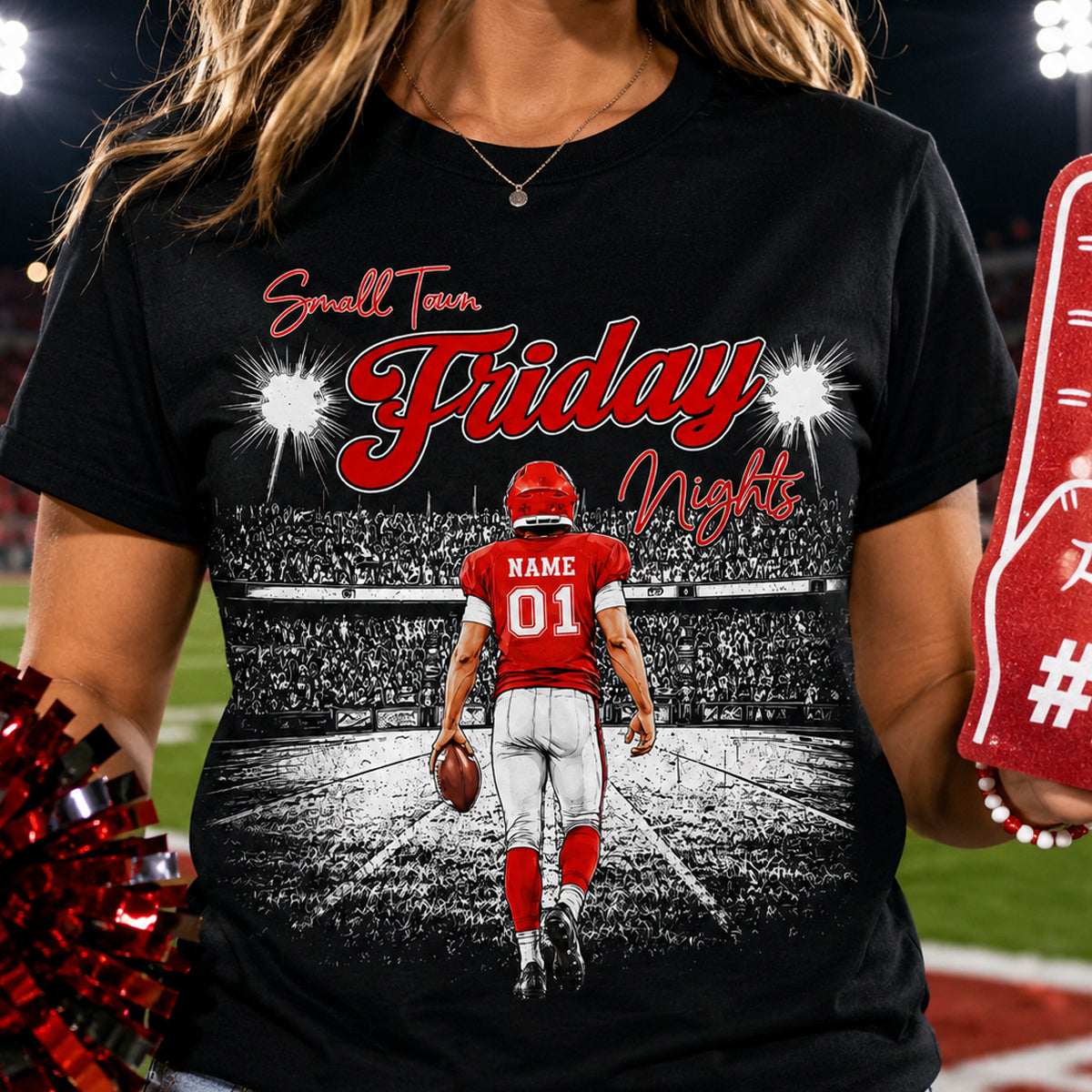 Small Town Friday Night Lights - Personalized Shirt - Game Day Season