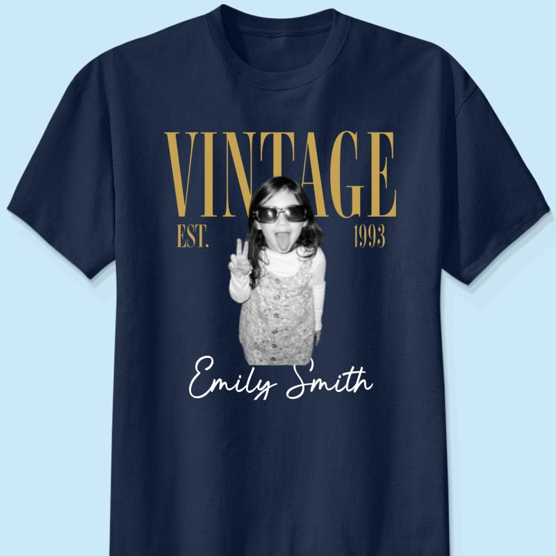 Retro Vintage Custom Photo Birthday - Personalized Shirt - Birthday Gift For Best Friends, Family Members