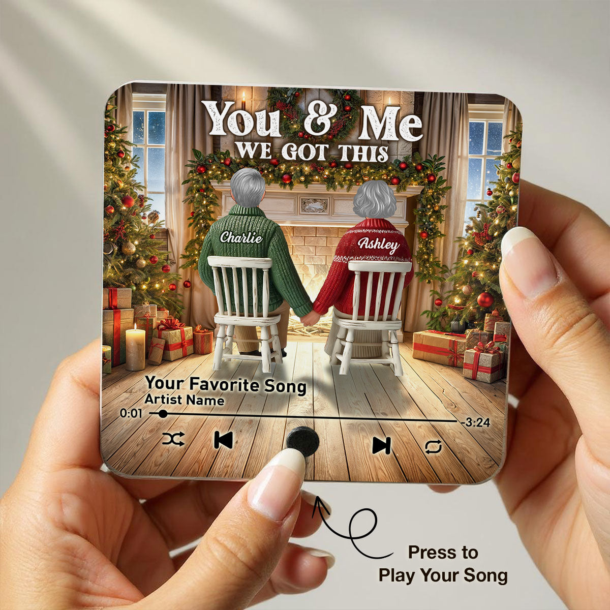 Couple Growing Old Together Christmas - Personalized Music Fridge Magnet - Christmas Gift For Couple