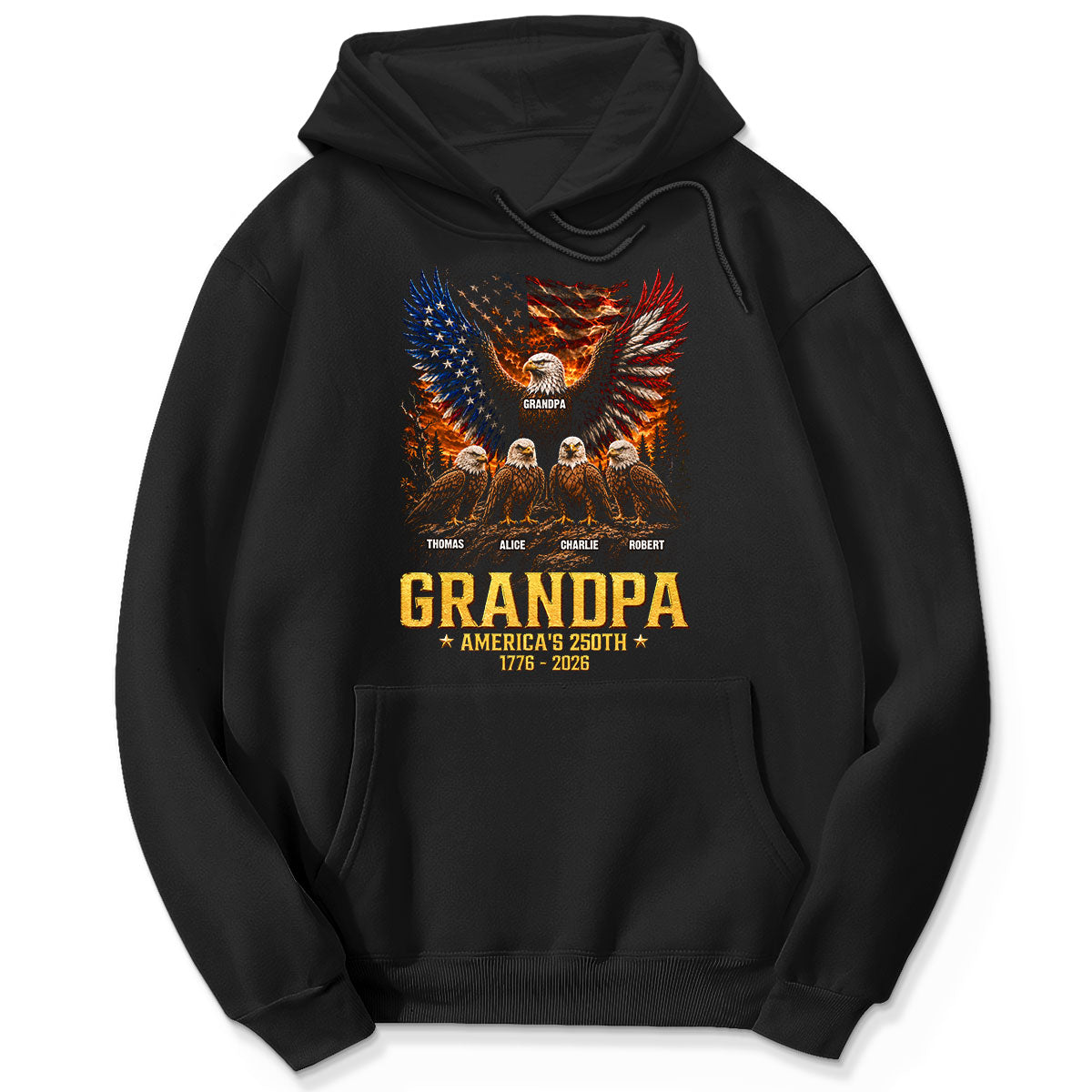 Eagle Grandpa America USA 250th Anniversary - Personalized Shirt - Father's Day Gift For Grandpa, Dad