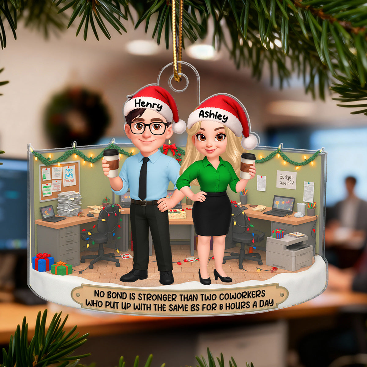 No Bond Stronger Coworkers Hate The Same Person - Personalized Acrylic Ornament - Funny Gift For Work Besties, Colleagues