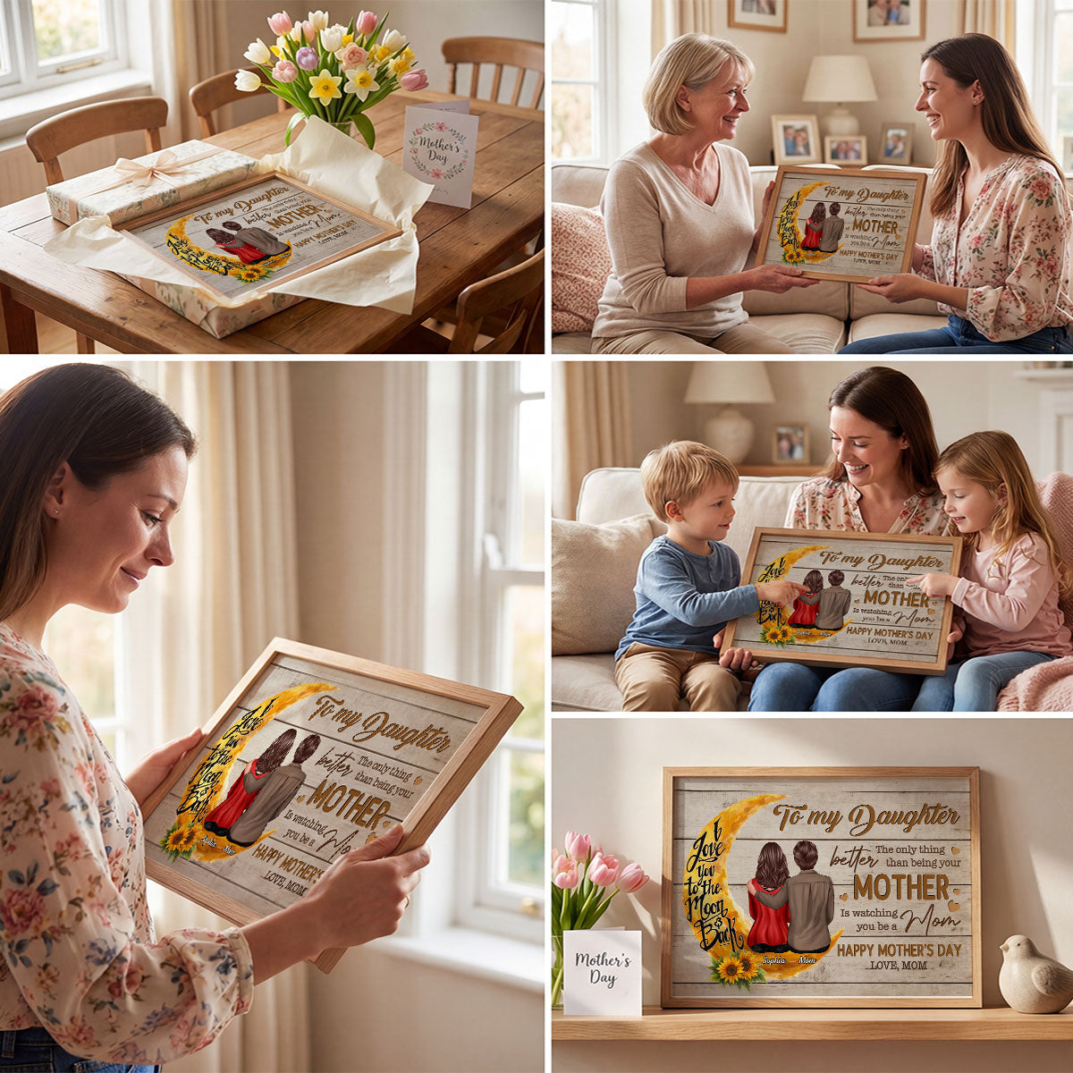 Sunflower Moon To My Daughter Happy Mother's Day - Personalized Poster - Mother's Day Gift For Daughter