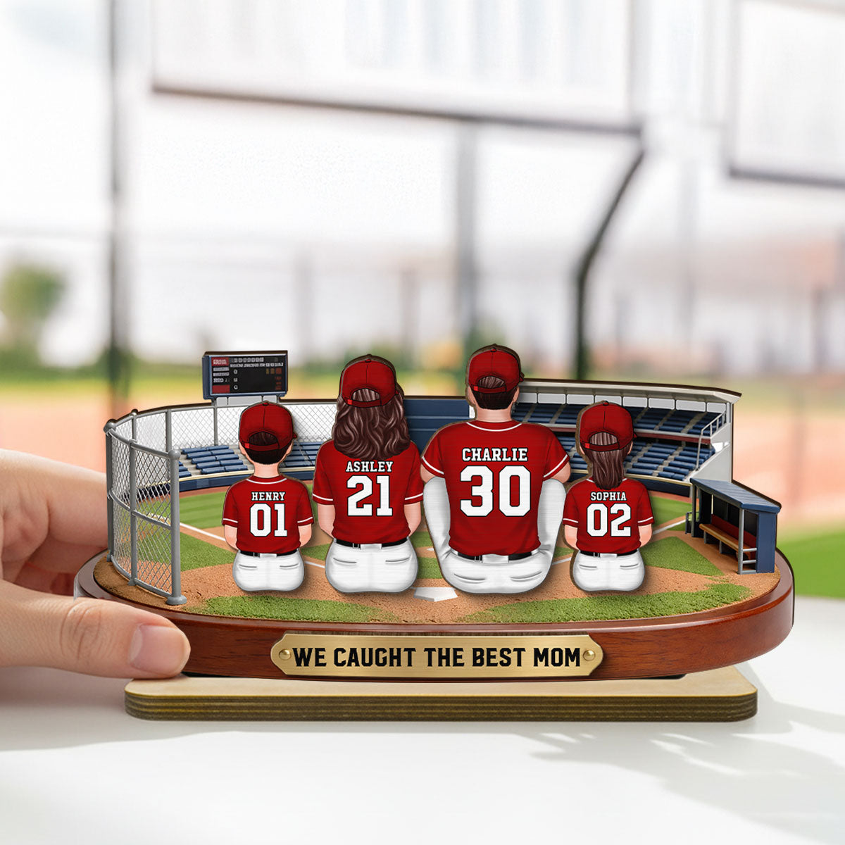 Baseball Family Daddy's Mommy's Dream Team - Personalized 2-Layered Wooden Plaque -  Gift For Baseball Dad, Mom