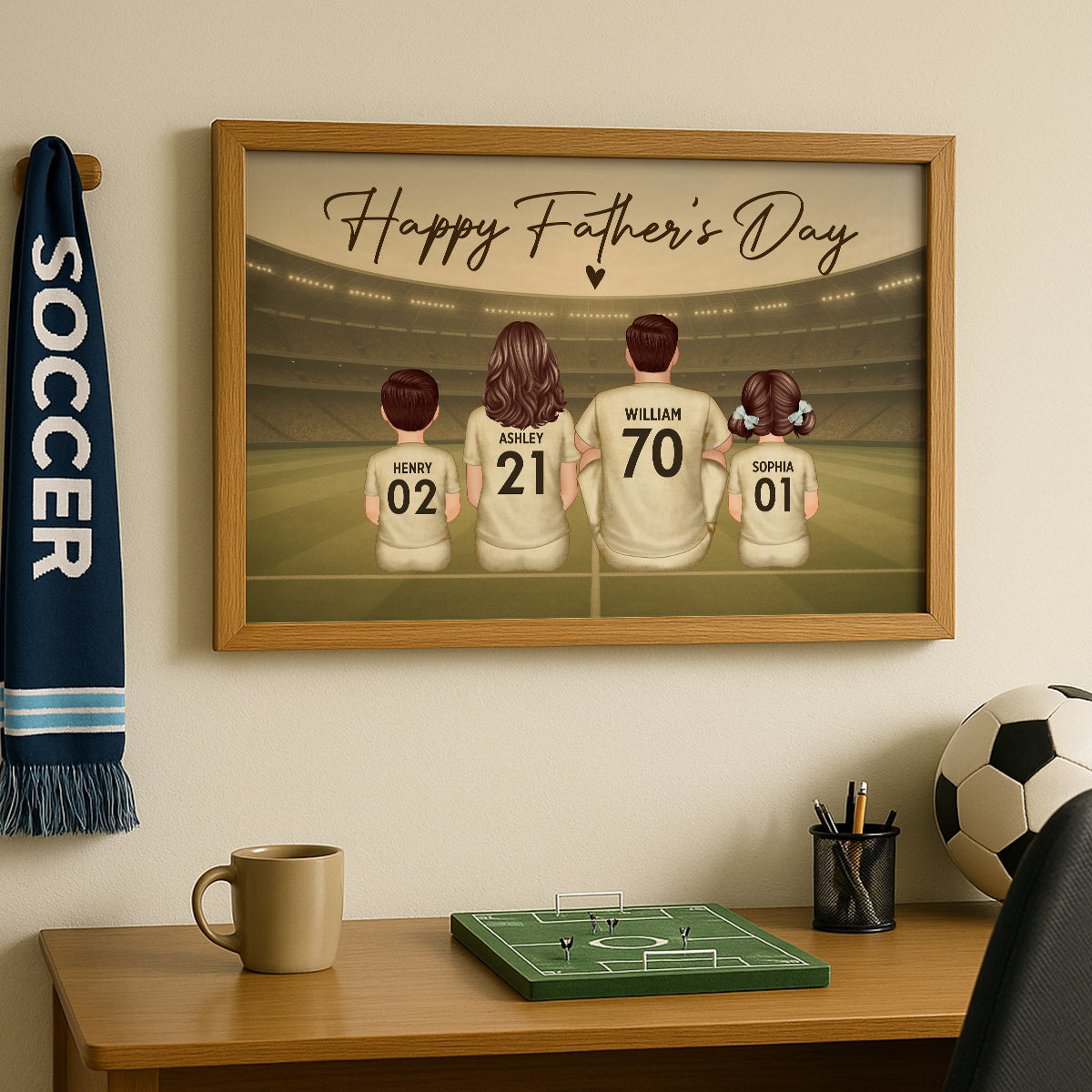 Retro Vintage Soccer Daddy's Dream Team Personalized Poster, Gift For Dad