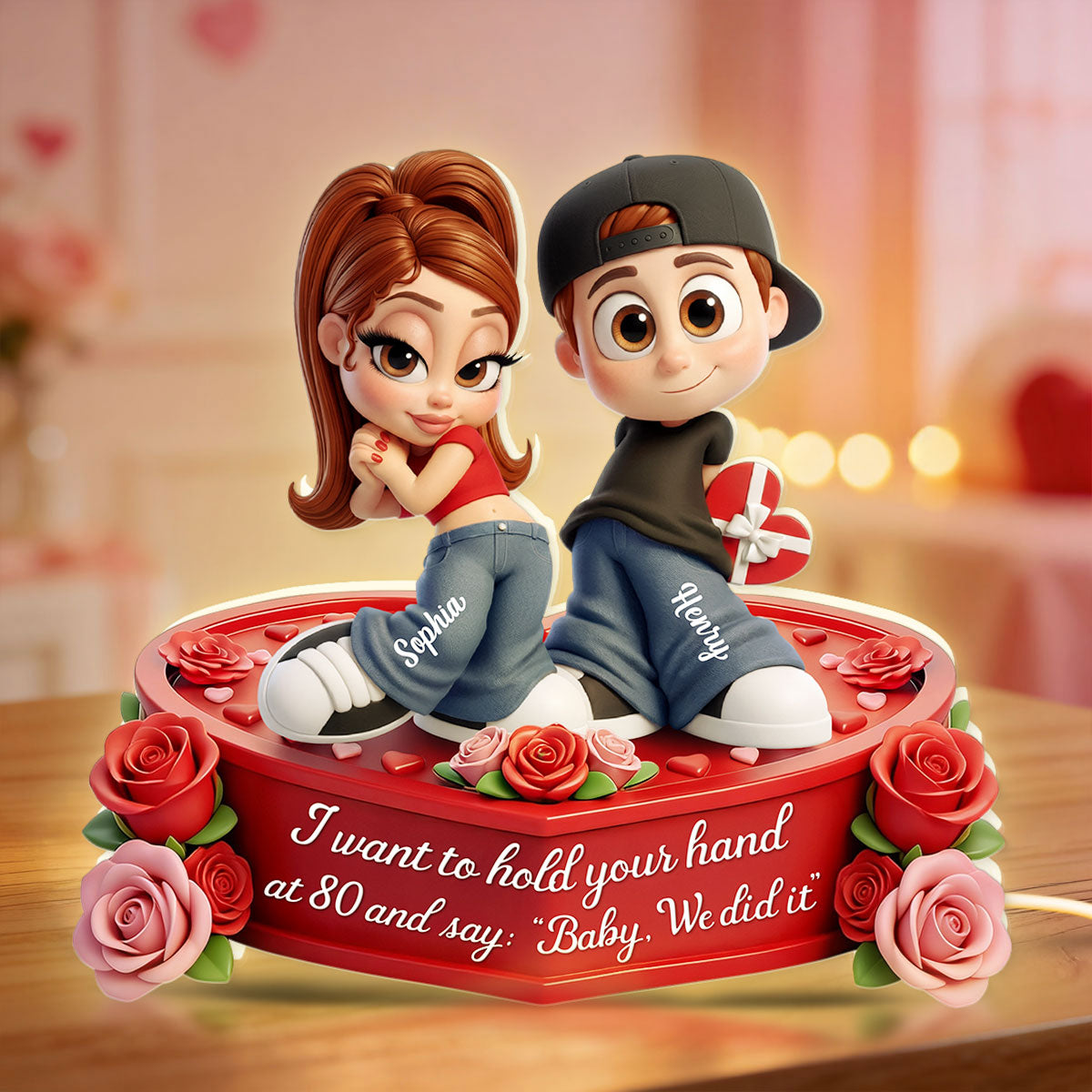 Y2K Couple 3D Cartoon Effect - Personalized Light Box - Sentimental Valentine's Day Gift for him, for her
