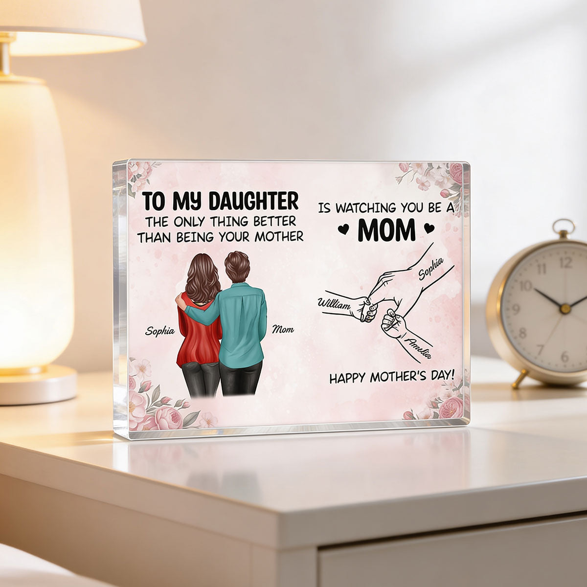 From Mom To Daughter Watching You Be A Mom - Personalized Acrylic Block Plaque - Mother's Day Gift For Daughter