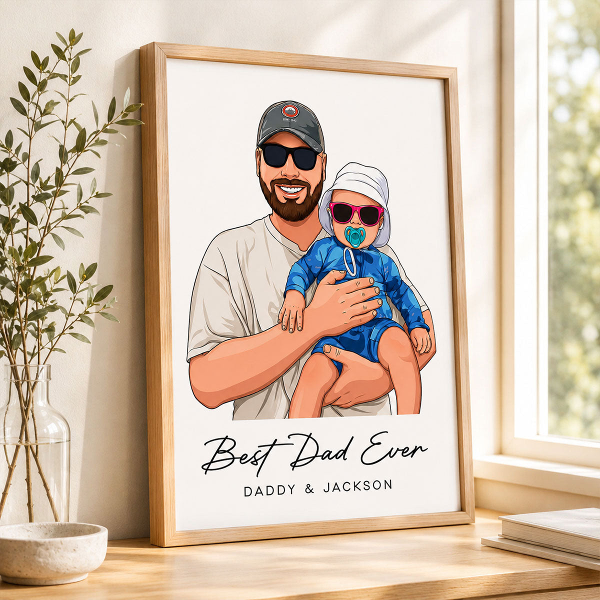 Portrait Color Drawing Style Best Dad Ever - Personalized Poster - Father's Day Gift For Dad, Husband