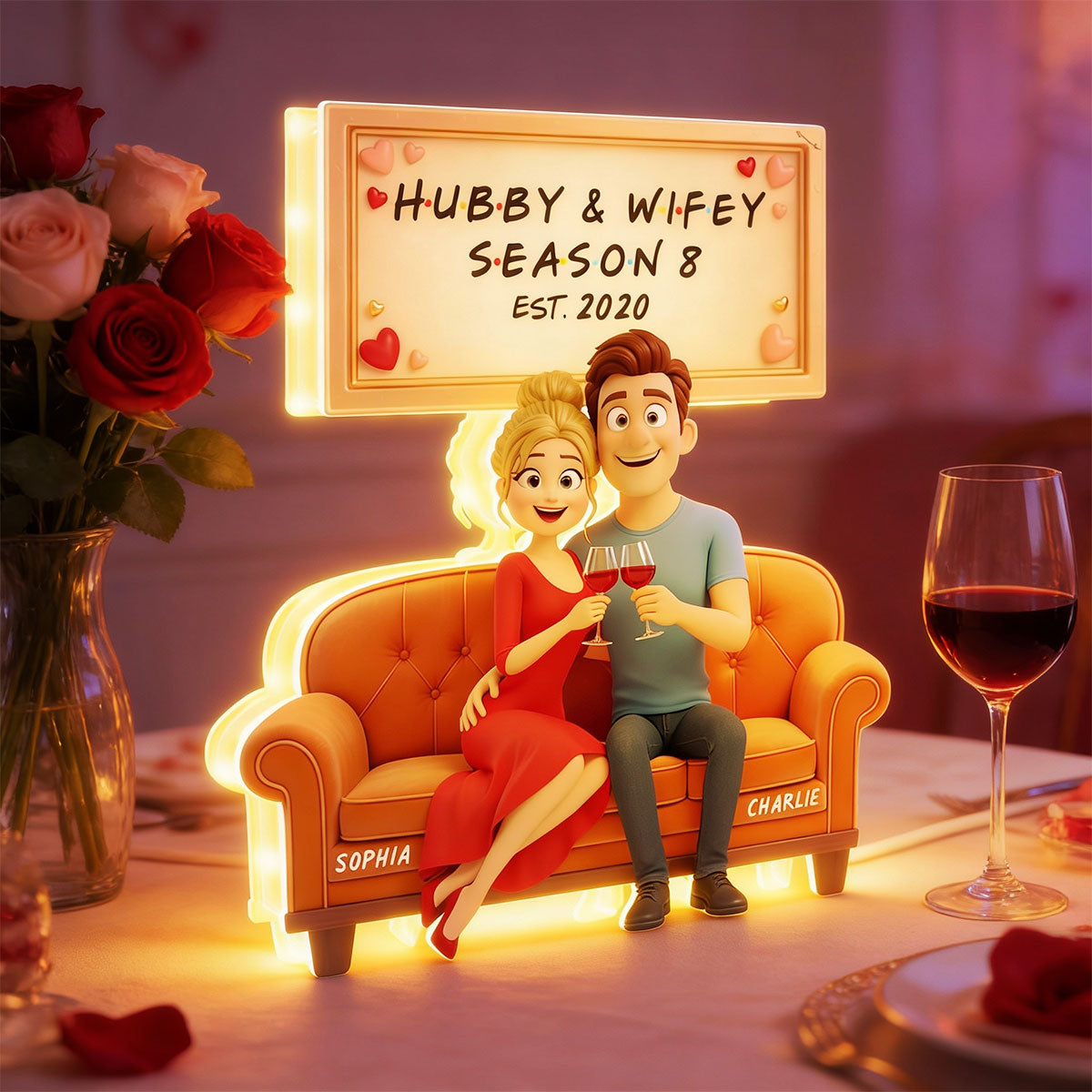 Hubby & Wifey - Personalized Light Box - Gift for Couple, for Wife, for Husband
