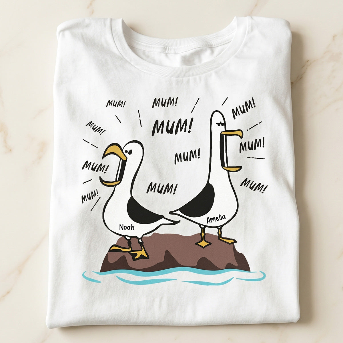 Seagull Mum Mum Mum Custom Name - Personalised Shirt - Funny Mother's Day Gift For Mum
