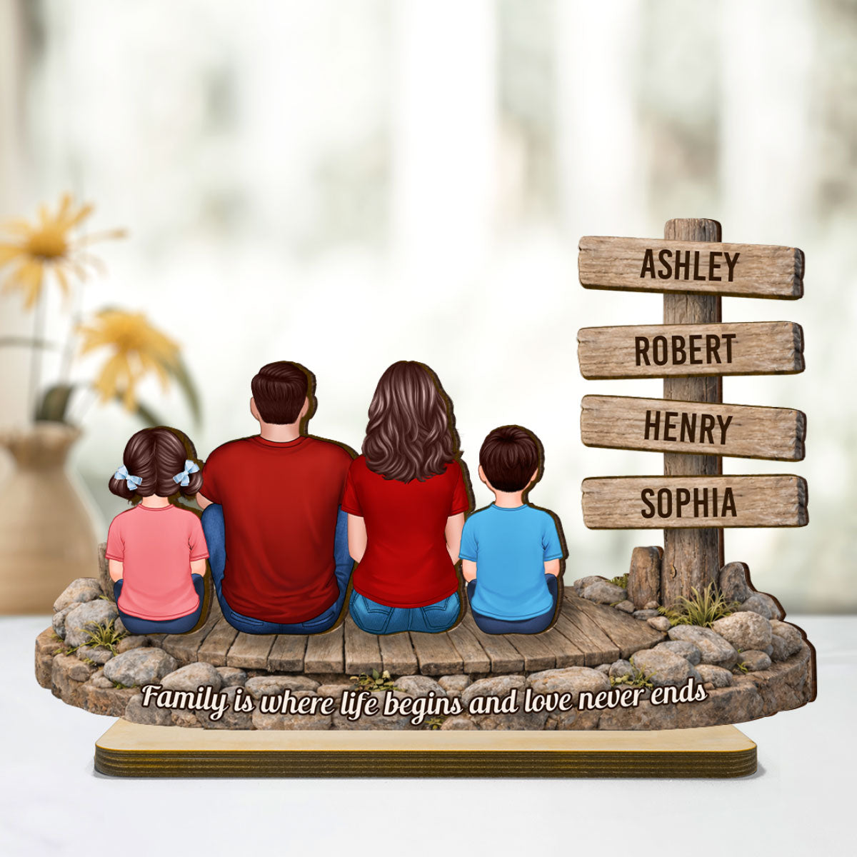 Family Is Where Life Begins And Love Never Ends - Personalized 2-Layered Wooden Plaque - Heartfelt Gift For Mom, Dad