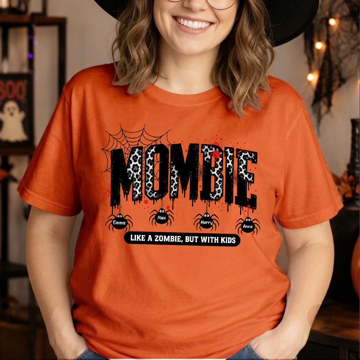 Mombie Like a Zombie But with Kids - Personalized Shirt - Spooky Funny Halloween Shirt for Mom, Wife