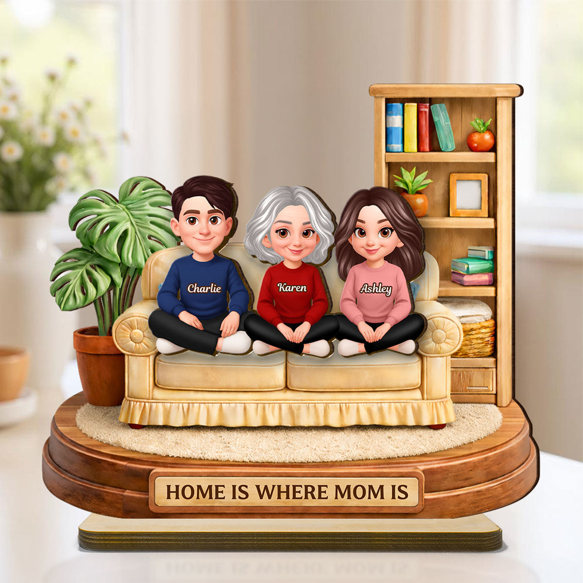 Home Is Where Mom Is - Personalized 2-Layered Wooden Plaque - Gift For Mom