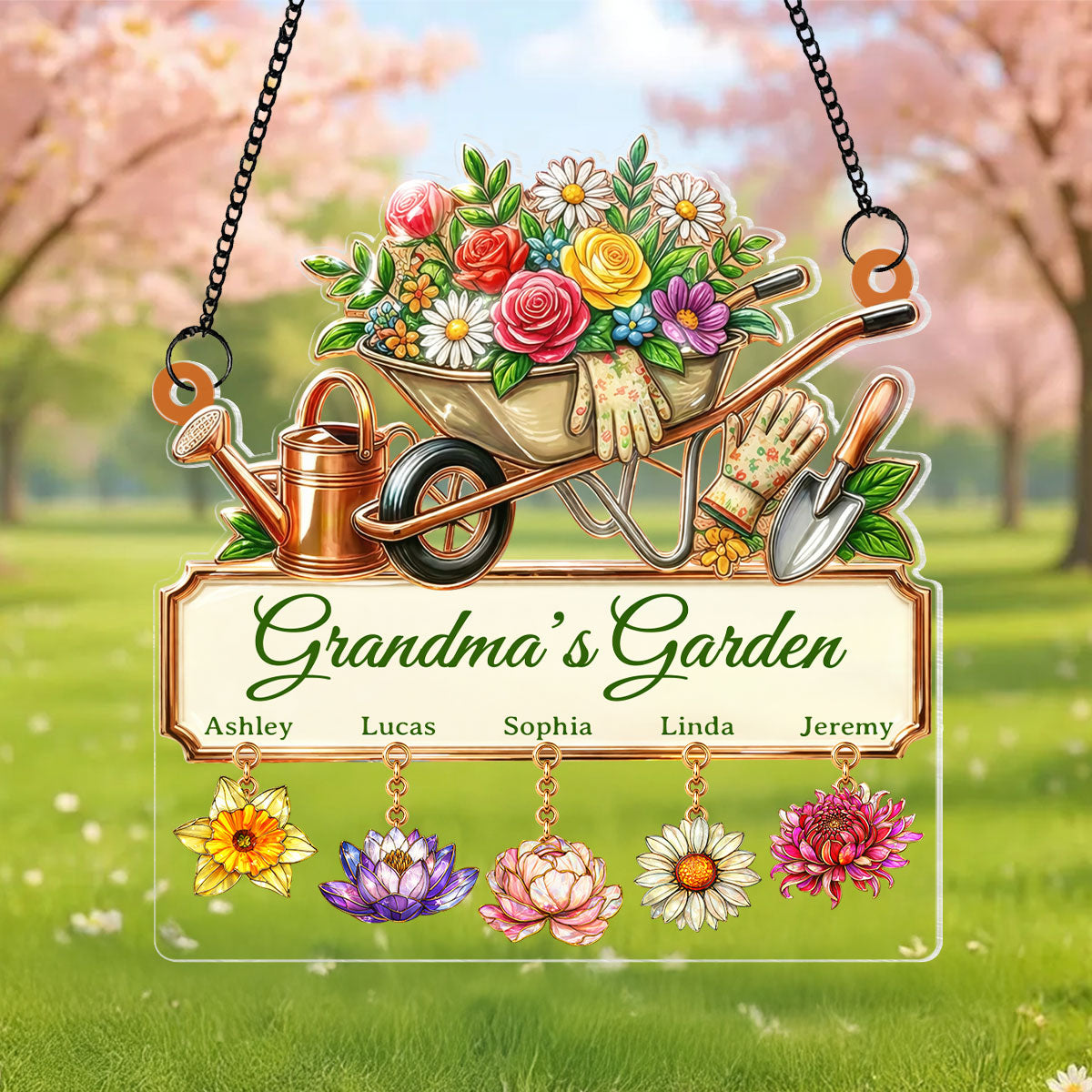 Grandma's Garden Custom Birth Flower - Personalized Suncatcher - Mother's Day Gift for Mom, Grandma