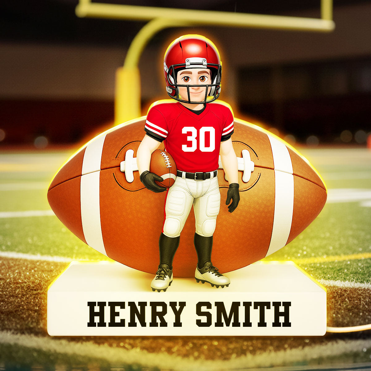 Football Boy 3D Effect - Personalized Light Box - Christmas Gift for Teen Boy Girl Daughter Son