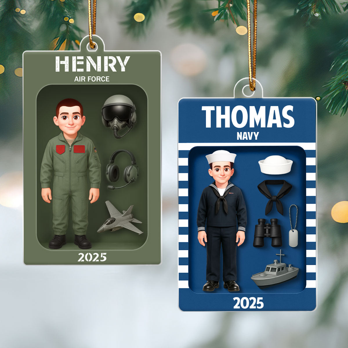 Military Action Figure - Personalized Acrylic Ornament - Special Gift For The Military