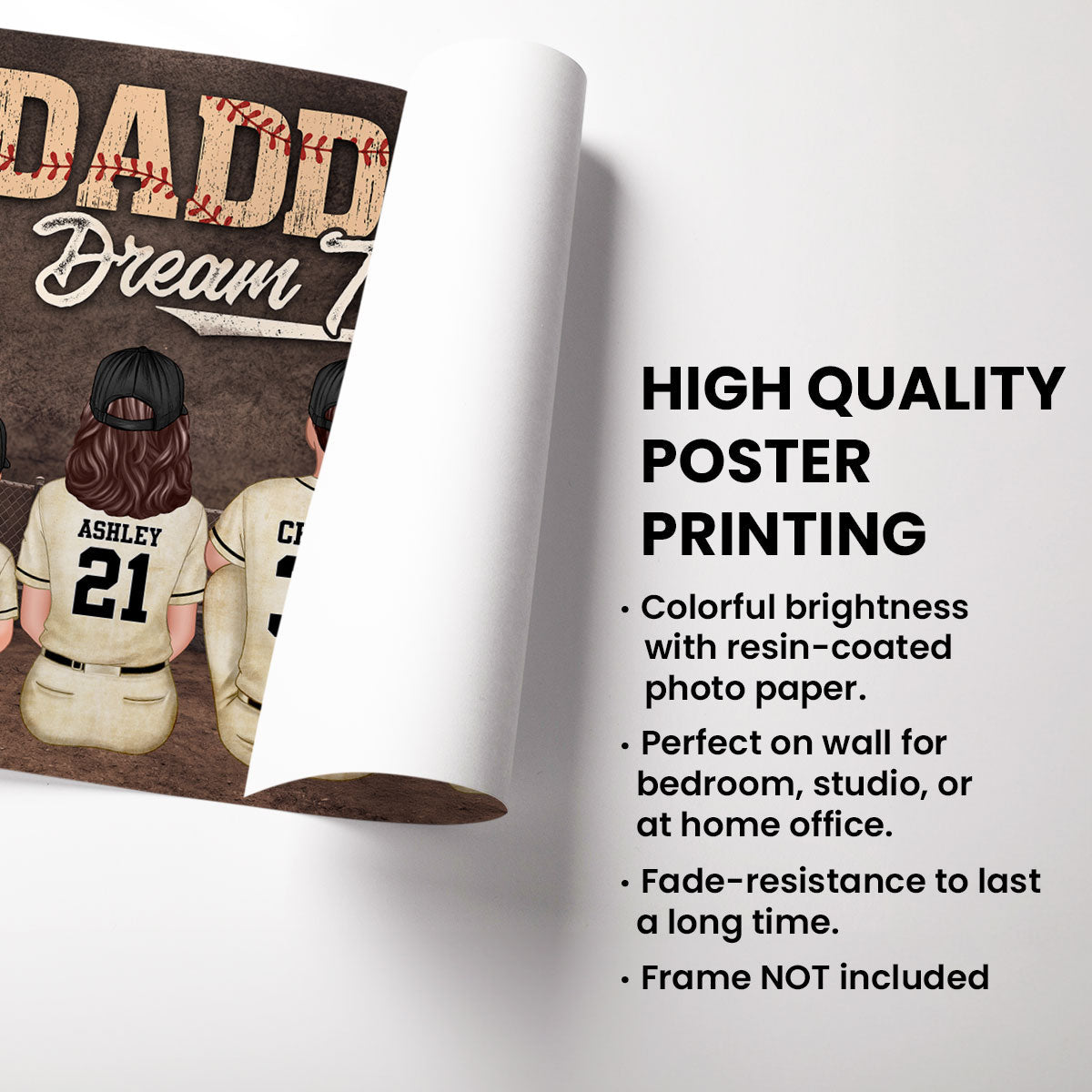 Retro Vintage Baseball Art We Caught the Best Dad - Personalized Poster - Father's Day Gift for Dad, Husband