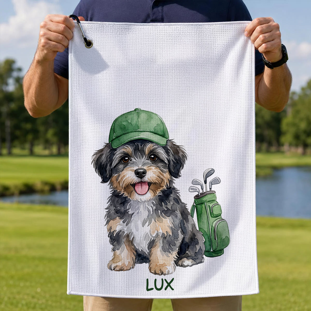 Custom Pet Golf Towel Using Pet Photo - Father's Day Gift for Dog Dad, Cat Dad, Husband