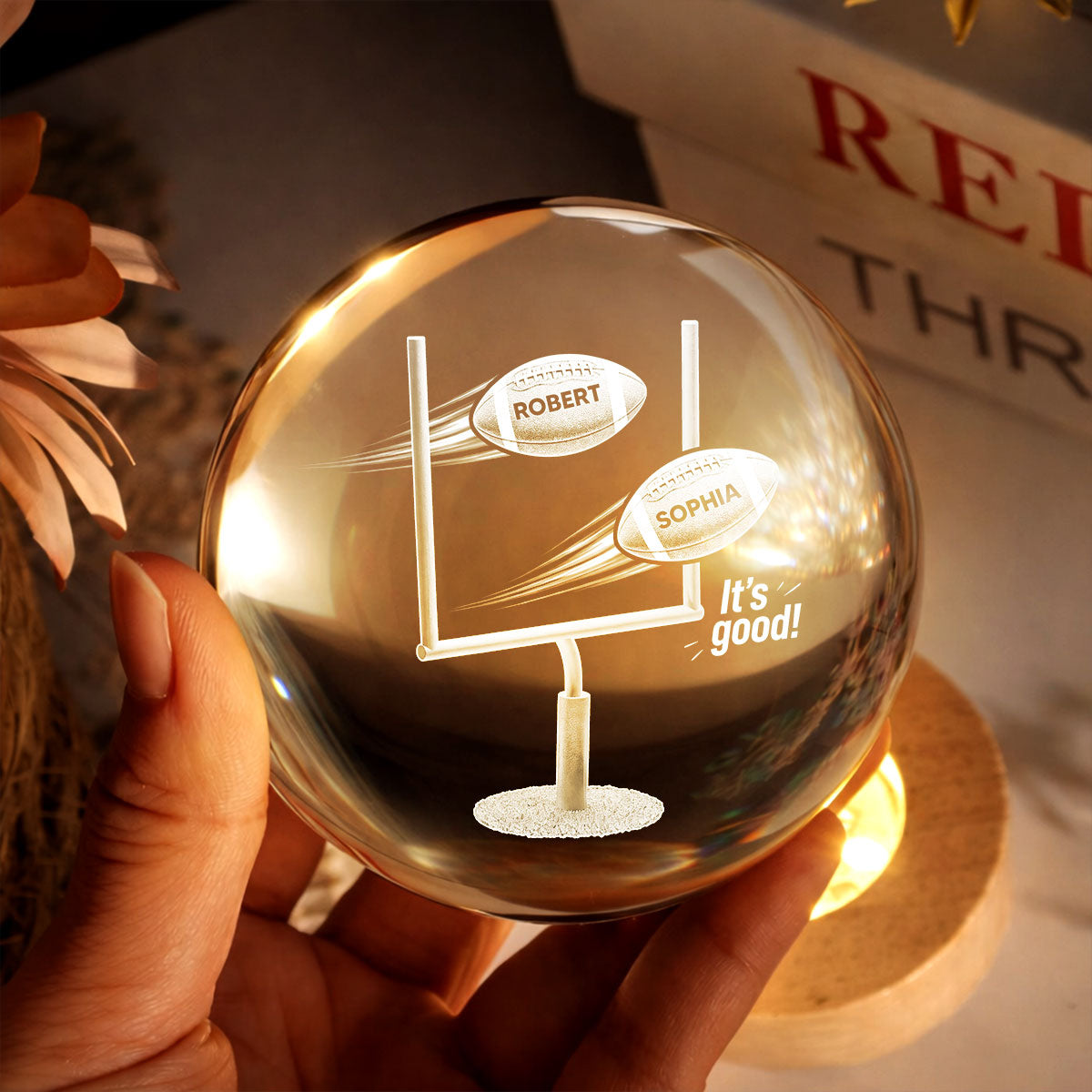 It's Good! Best Mom Ever - Personalized Crystal Ball LED Night Light - Mother's Day Gift For American Football Mom