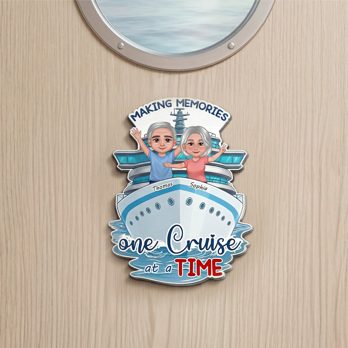 Making Memories One Cruise At A Time Happy Couple - Personalized Cruise Ship Door Magnet - Cruise Trip Keepsake