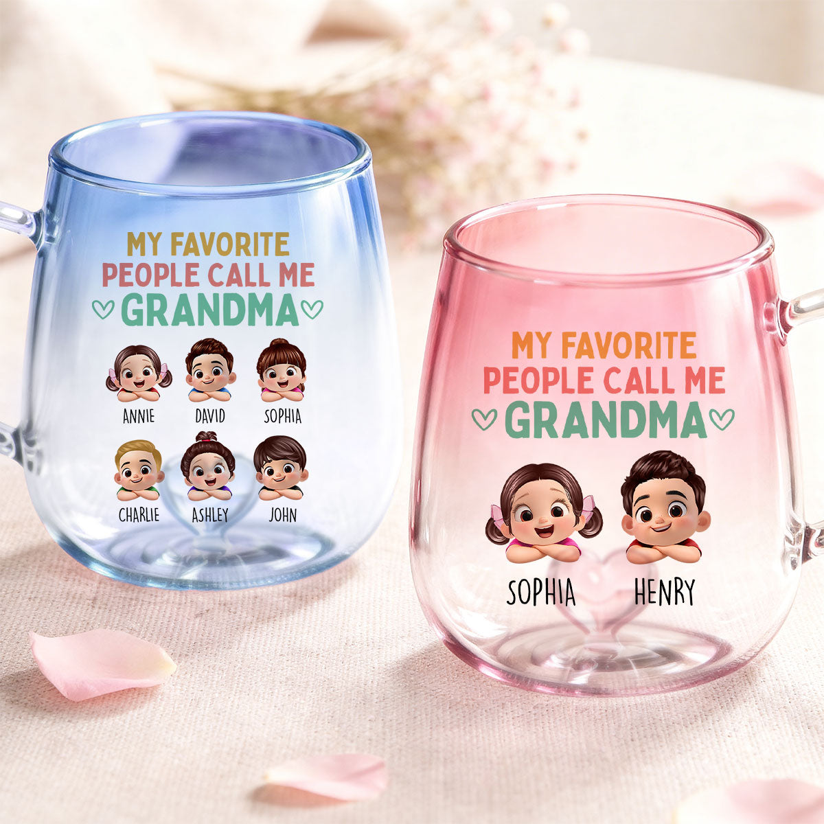 My Favorite People Call Me Grandma - Personalized Glass Mug - Heartfelt Mother's Day Gift for Grandma, Wife