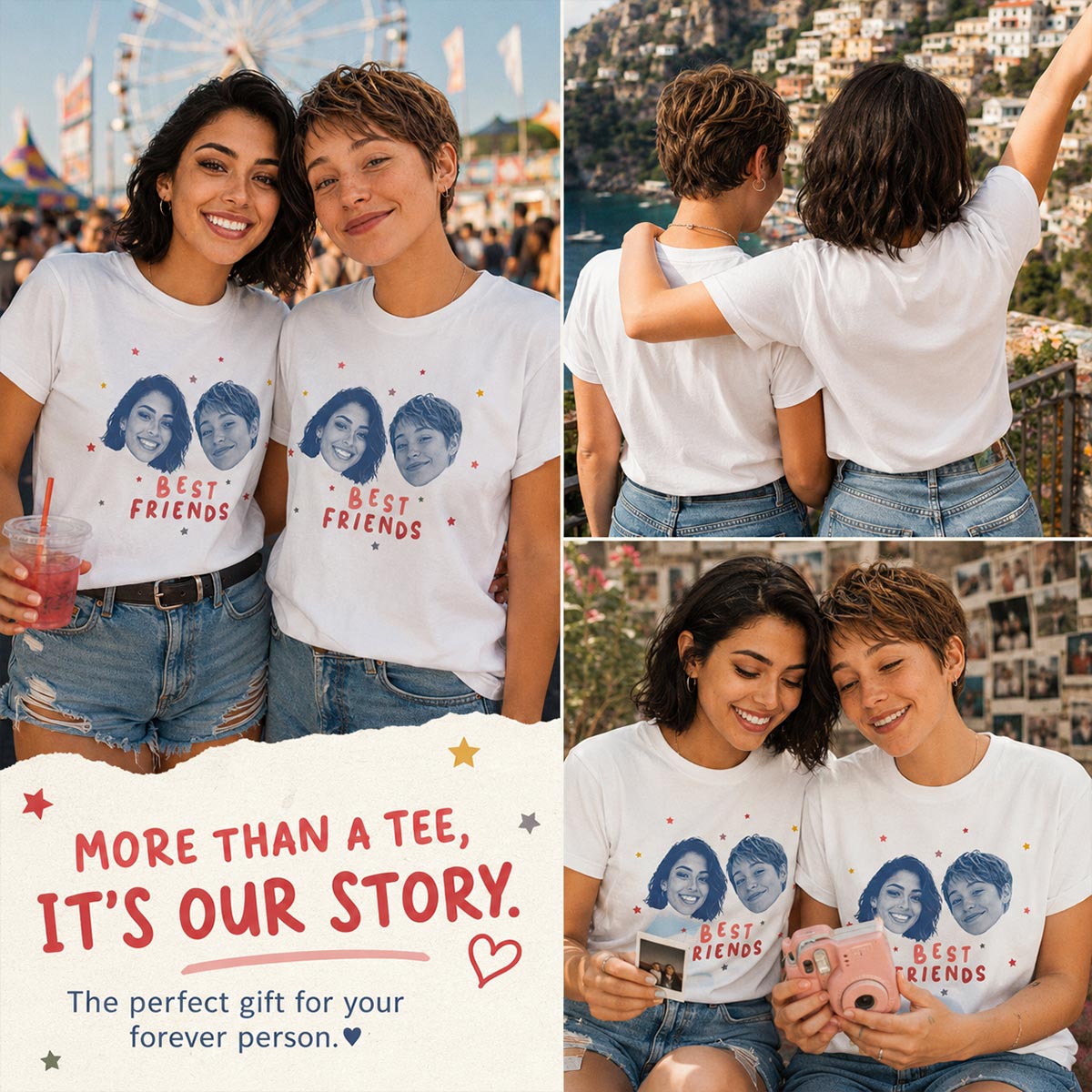 Vintage Best Friend Custom Photo - Personalized Shirt - Friendship Gift, Birthday Gift for Friend, BFF Birthday Gift Idea
