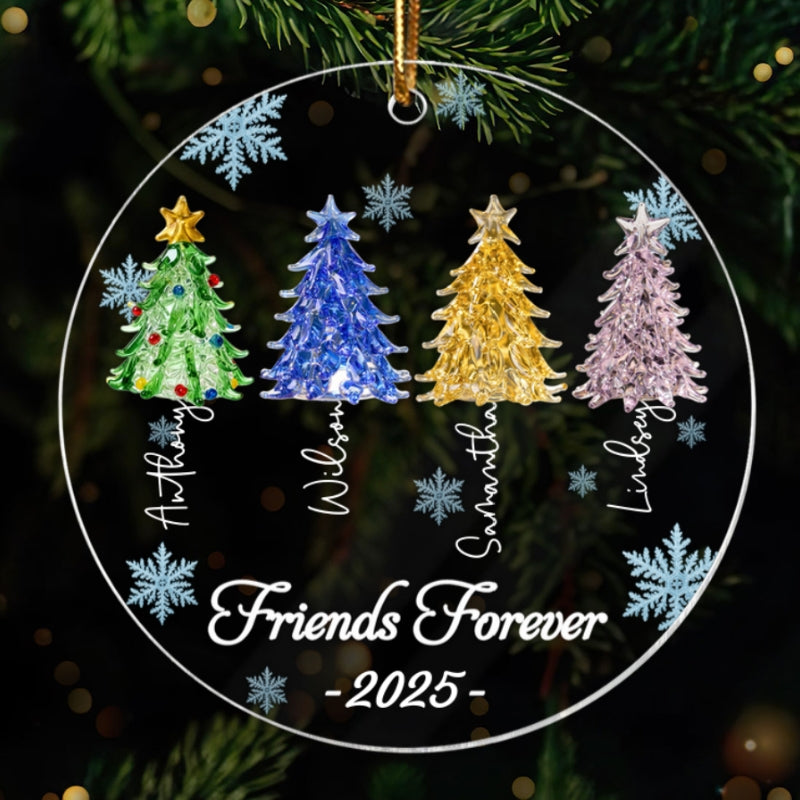 3D Crystal Effect Christmas Trees Best Friends Forever - Personalized Acrylic Ornament - Gift For Besties