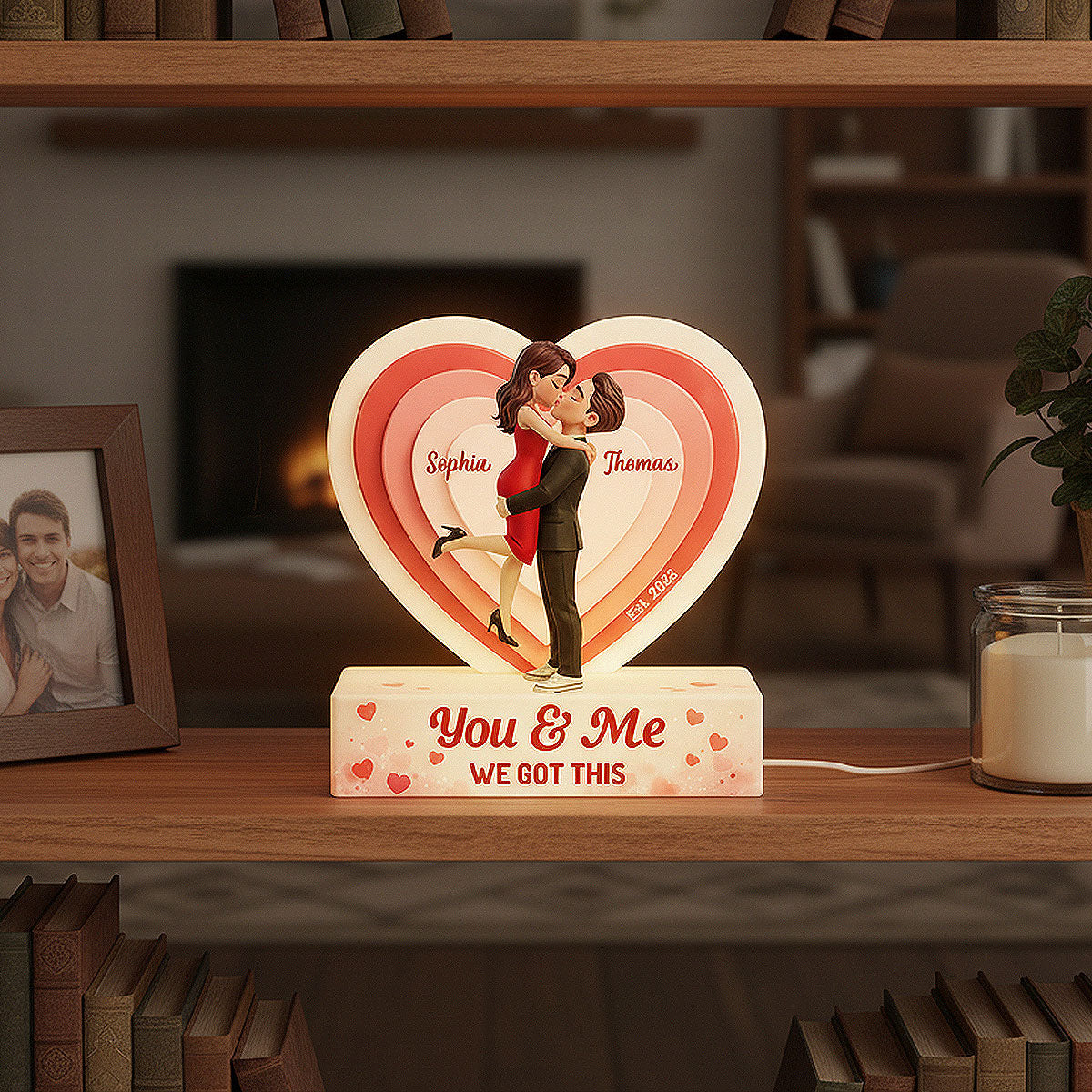 Eternal Love Romantic Couple Hugging Kissing - Personalized Light Box - Heartfelt Valentine's Day Gift, Anniversary Gift For Couple, For Him, For Her