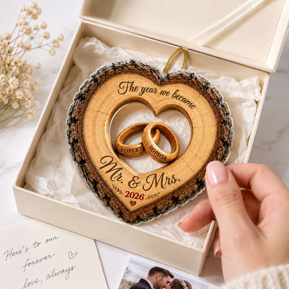 Together Forever Couple Anniversary 2D Flat - Personalized Acrylic Ornament - Heartfelt Gift for Her, for Him