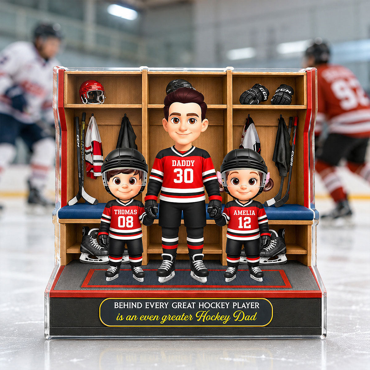 Hockey Dad And Kids Locker Room - Personalized Acrylic Block Plaque -  Gift For Dad, Husband