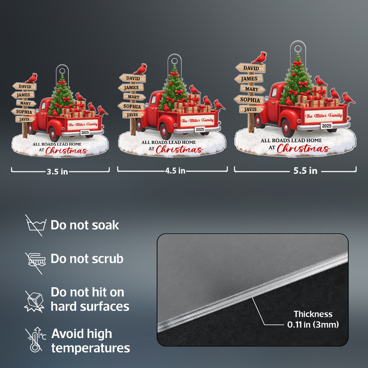 All Road Leads Home at Christmas - Personalized Acrylic Ornament - Christmas Gift for Family