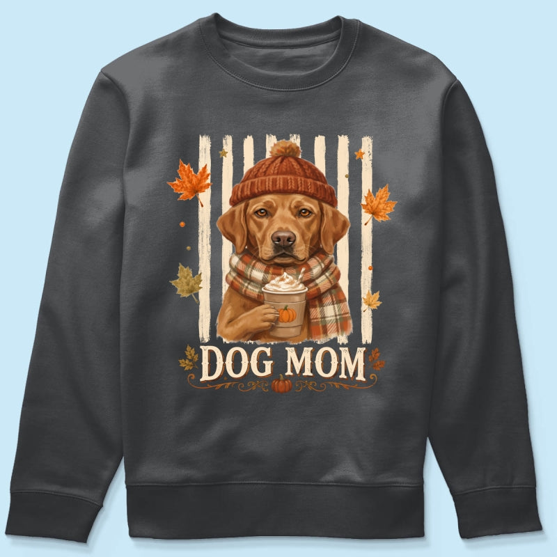Dog Mom Fall Season Custom Photo - Personalized Shirt - Fall Season Gift For Dog Lovers