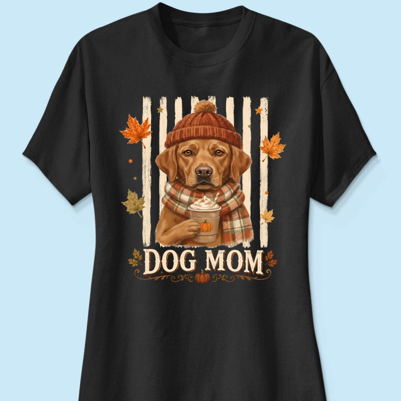 Dog Mom Fall Season Custom Photo - Personalized Shirt - Fall Season Gift For Dog Lovers