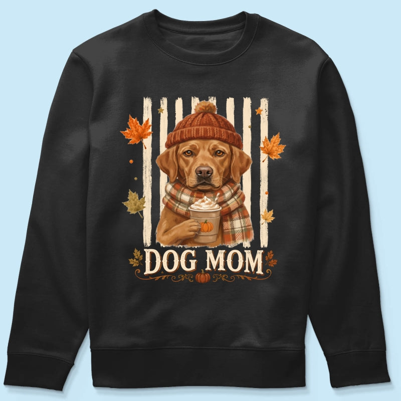 Dog Mom Fall Season Custom Photo - Personalized Shirt - Fall Season Gift For Dog Lovers