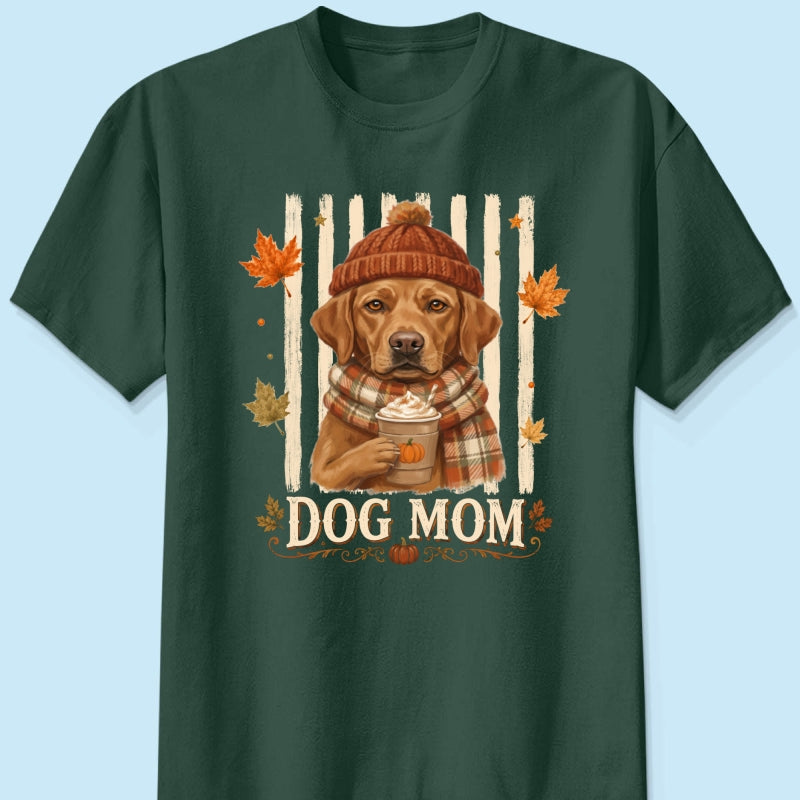 Dog Mom Fall Season Custom Photo - Personalized Shirt - Fall Season Gift For Dog Lovers