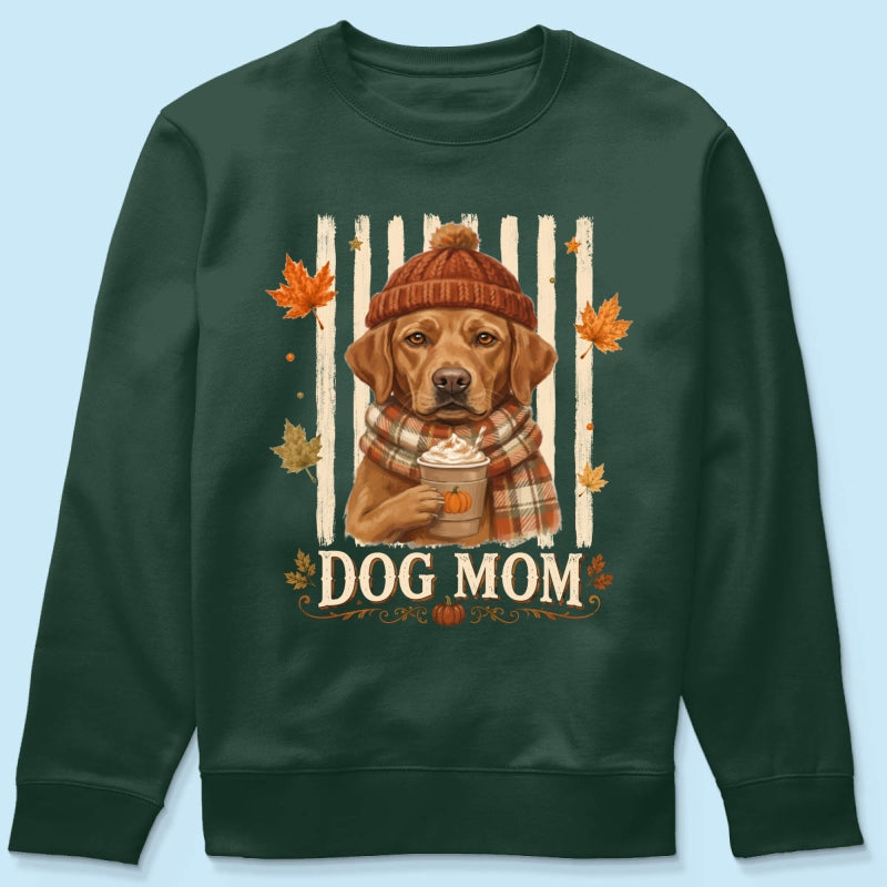 Dog Mom Fall Season Custom Photo - Personalized Shirt - Fall Season Gift For Dog Lovers