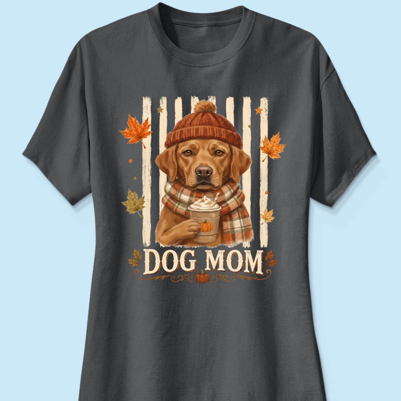 Dog Mom Fall Season Custom Photo - Personalized Shirt - Fall Season Gift For Dog Lovers