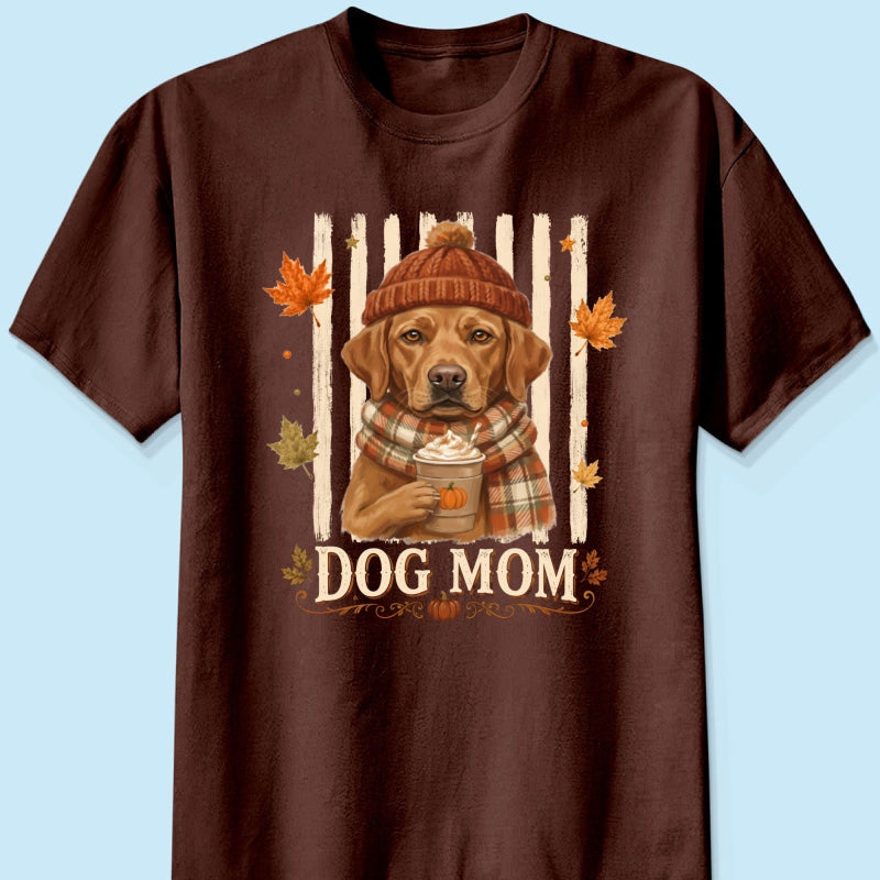 Dog Mom Fall Season Custom Photo - Personalized Shirt - Fall Season Gift For Dog Lovers