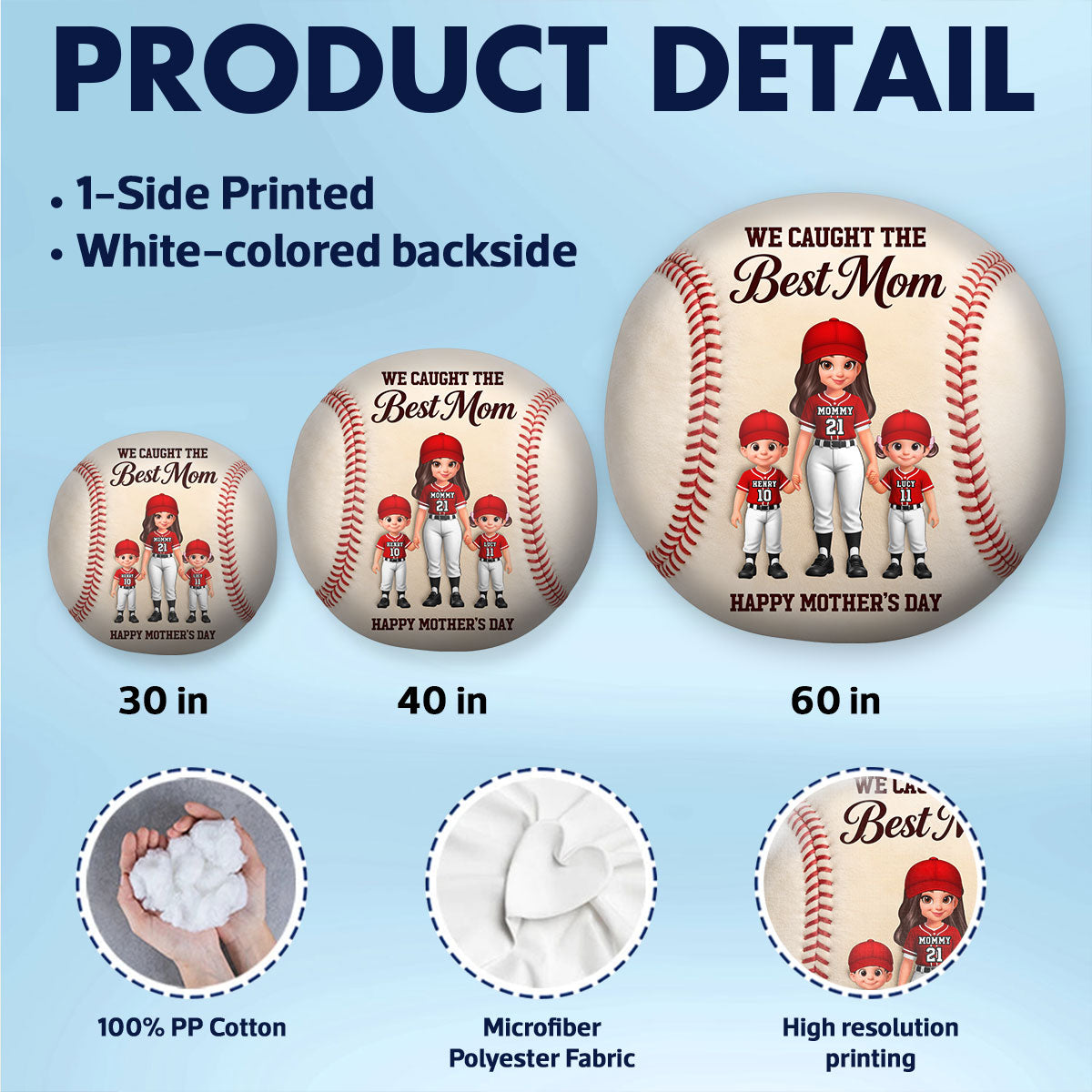 Baseball We Caught The Best Mom - Personalized Custom Shaped Pillow - Mother's Day Gift For Baseball Mom