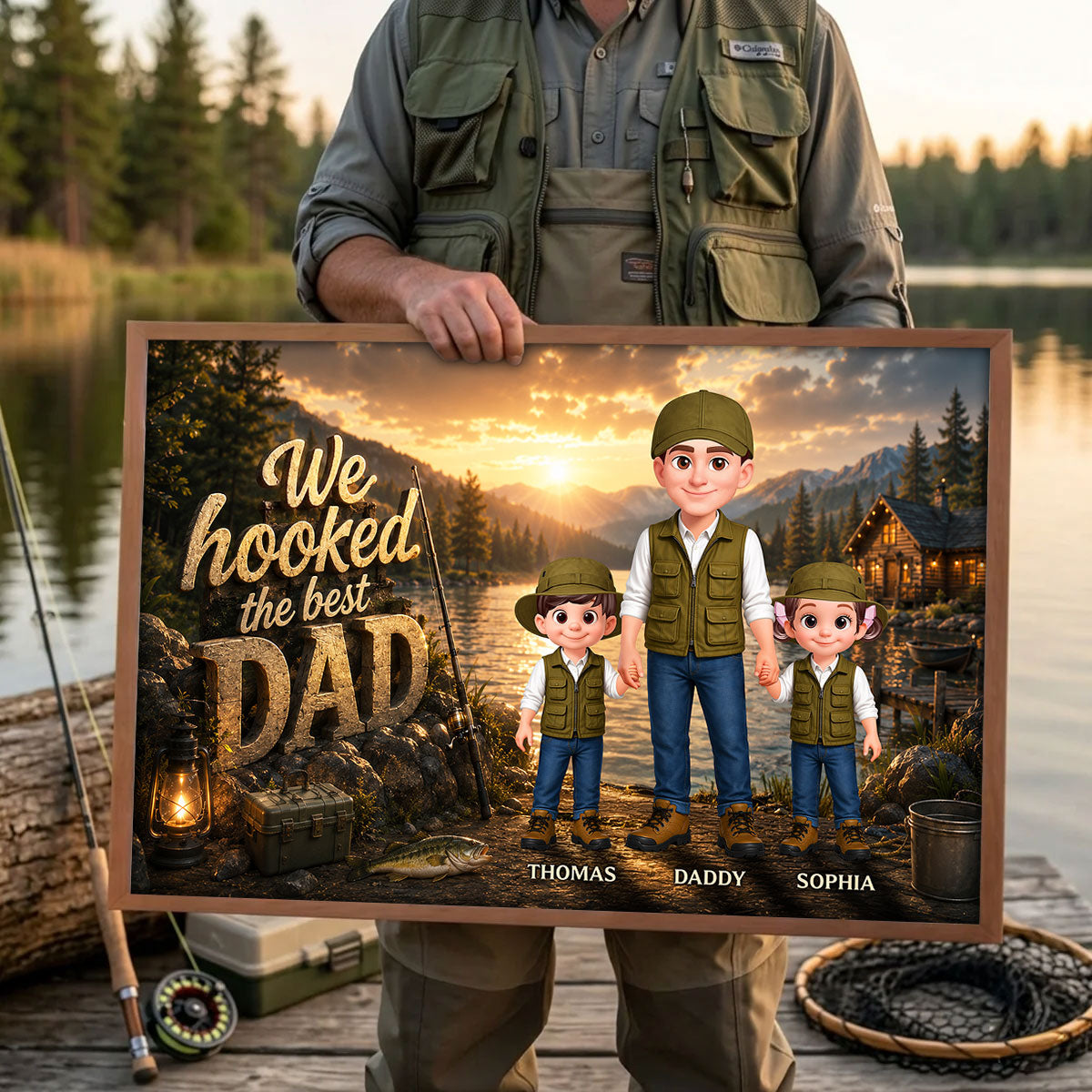The Best Catch Dad Fishing - Personalized Poster - Father's Day Gift For Dad, Husband