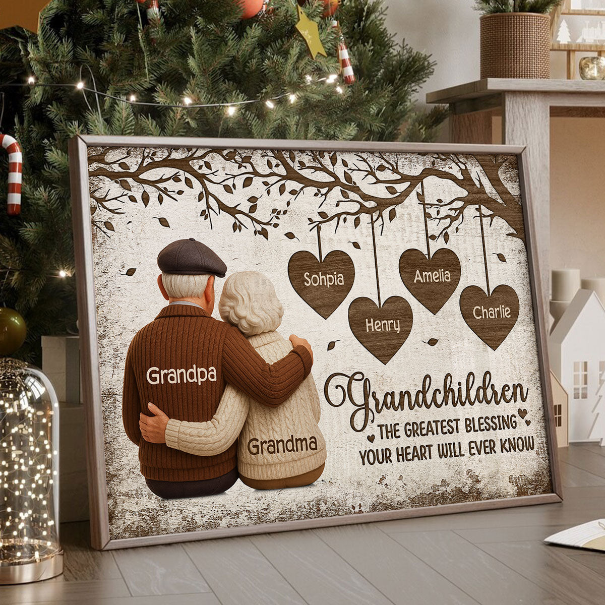Grandparents And Grandkids The Greatest Blessing - Personalized Poster - Heartwarming Christmas Gift For Grandparents, Grandkids