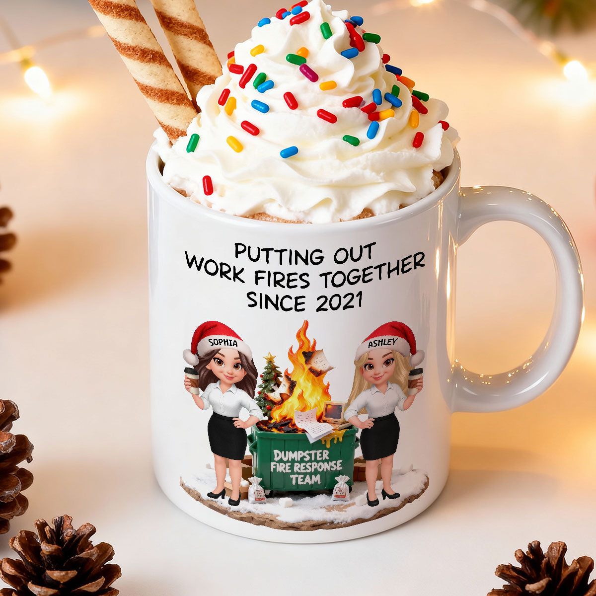 Dumpster Fire Response Team - Personalized Mug - Funny Gift For Coworkers, Work Besties