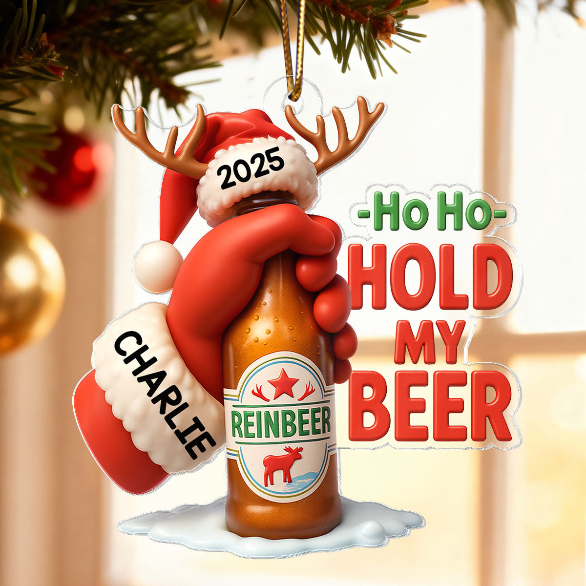 Funny Hold My Beer - Personalized Acrylic Ornament - Christmas Gift for Husband, for Boyfriend