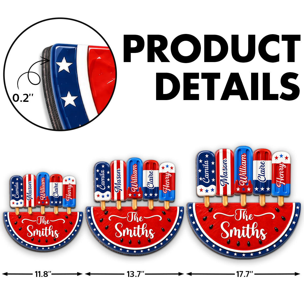 Patriotic Summer Popsicle Family Name - Personalized Wood Sign - American 250th Anniversary