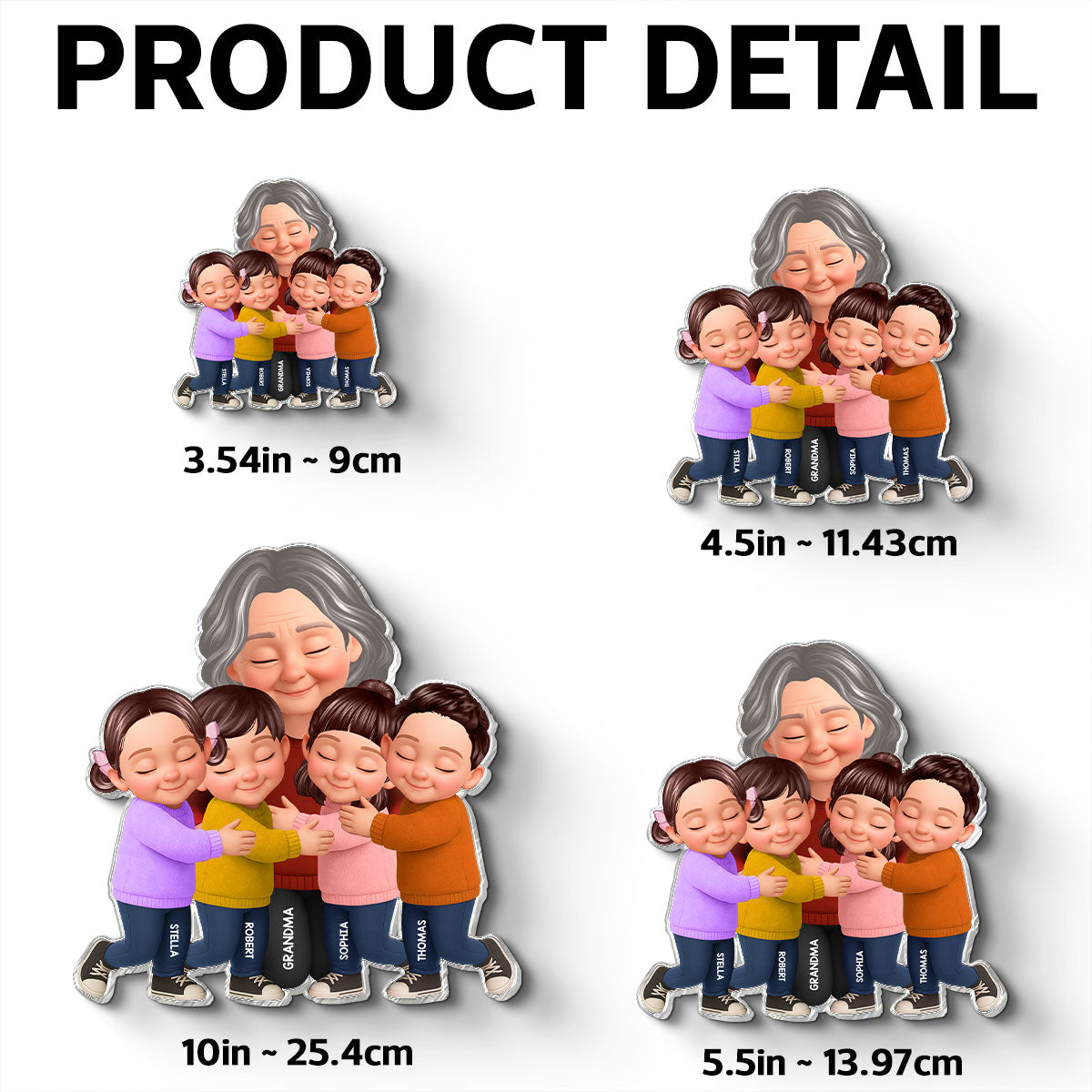 Grandma Grandkids Hugging - Personalized Acrylic Fridge Magnet - Mother's Day Gift For Grandma, Mom