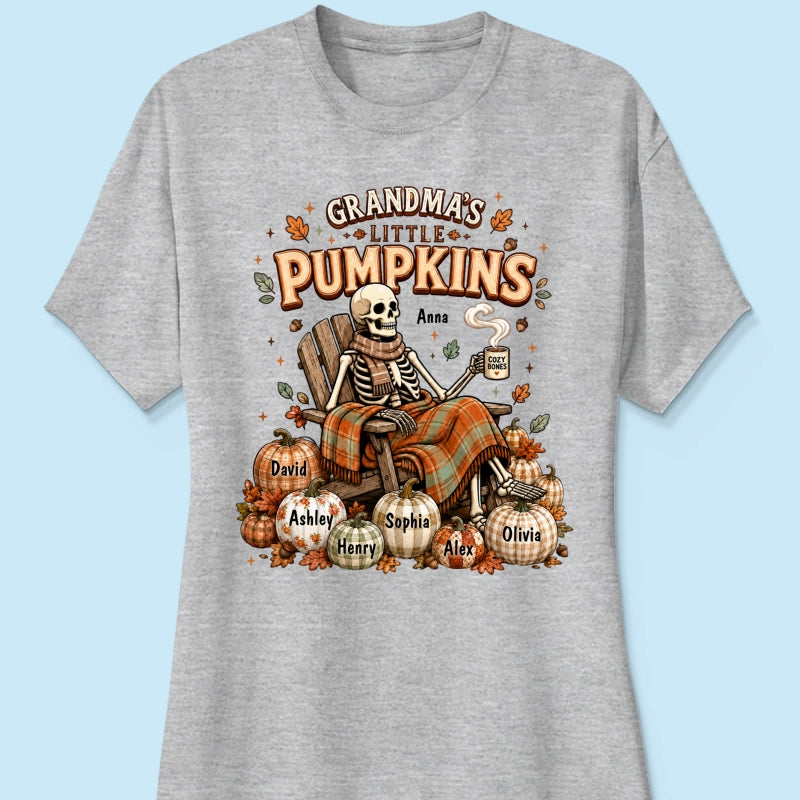 Grandma Skeleton Pumpkins Halloween - Personalized Shirt - Halloween Gift, Gift For Grandma