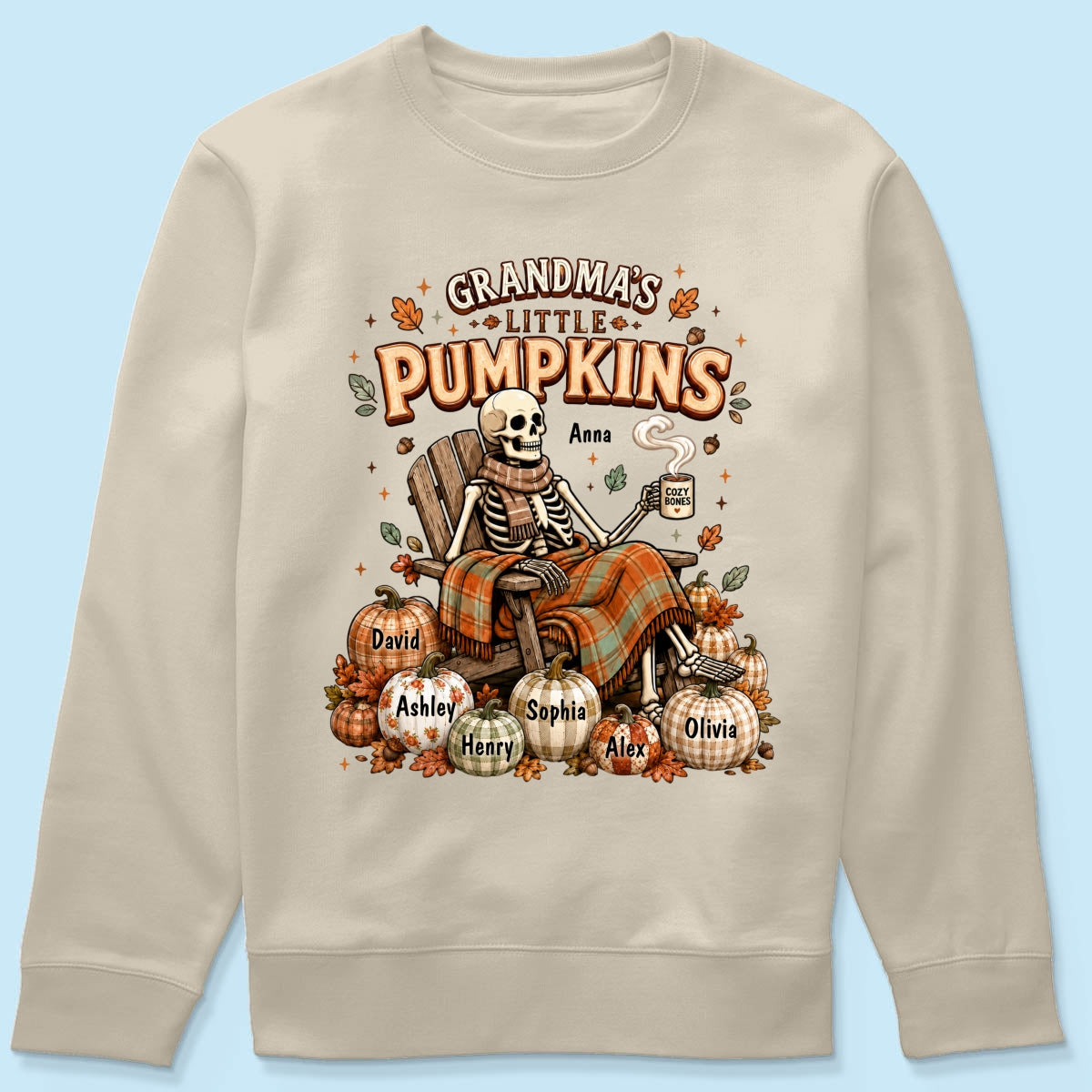 Grandma Skeleton Pumpkins Halloween - Personalized Shirt - Halloween Gift, Gift For Grandma