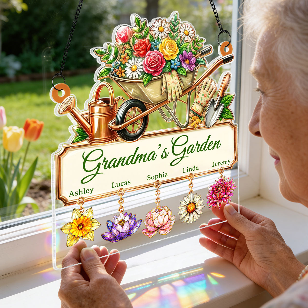 Grandma's Garden Custom Birth Flower - Personalized Suncatcher - Mother's Day Gift for Mom, Grandma