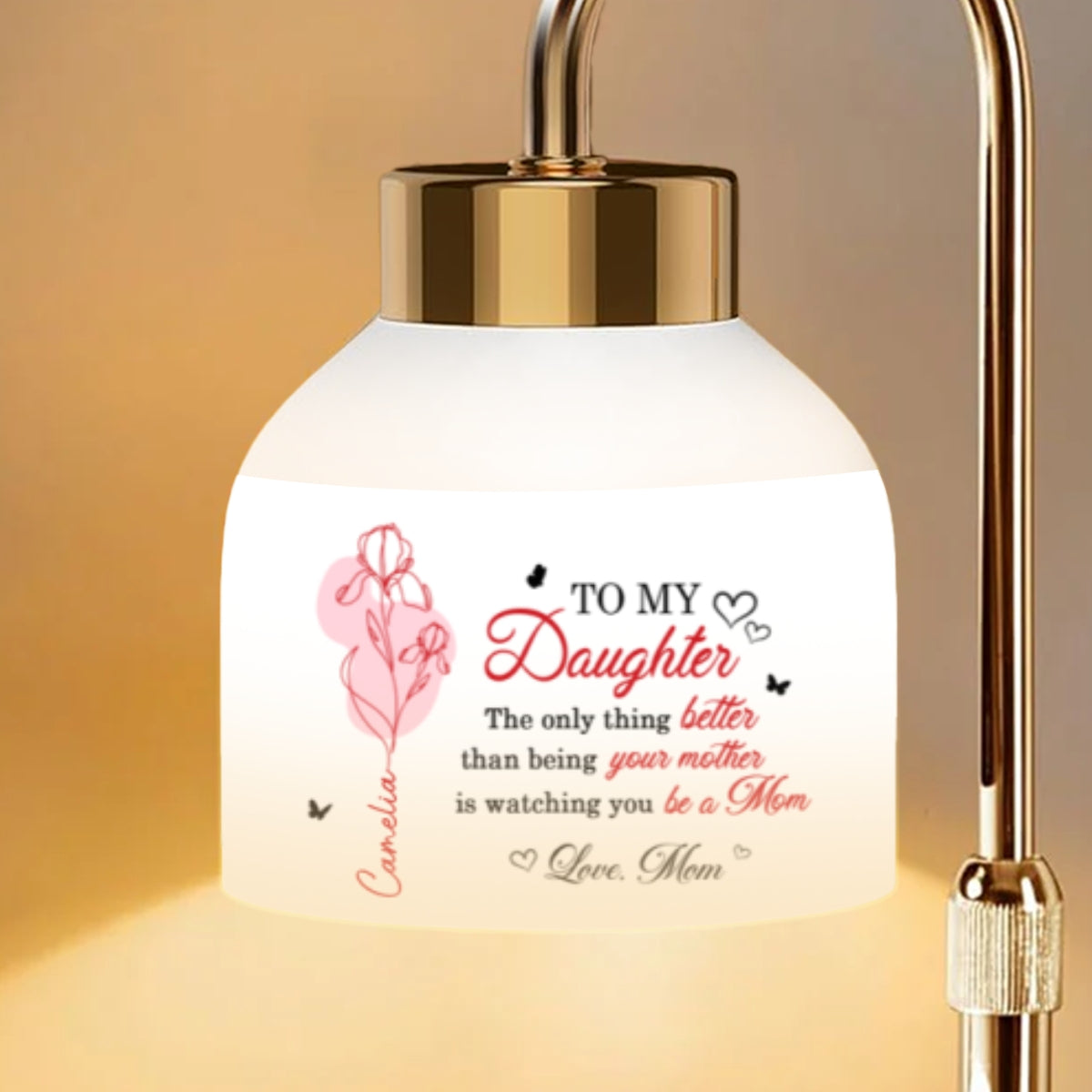 The Only Thing Better is Watching You Be a Mom - Personalized Candle Warmer Lamp - Custom Birth Month Flower, Heartfelt Mother's Day Gift for Daughter